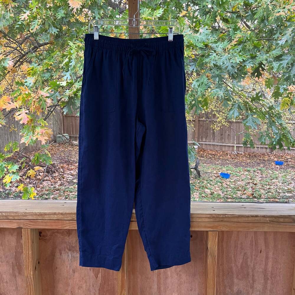 Sigrid Olsen Women's 100% Linen Dark Blue Pull On Pants Size M